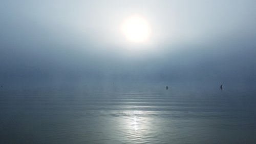 fog  sun  lake