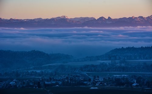 fog  mountains  twilight