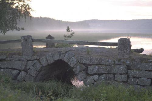 fog evening bridge