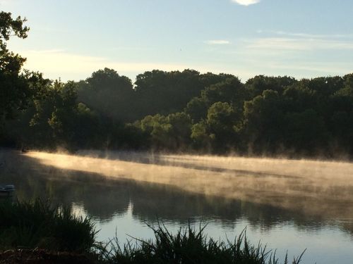 foggy lake nature