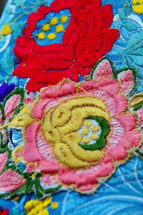 folk art color textile