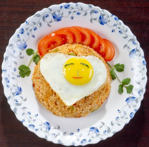 food korean cuisine rice with fried egg