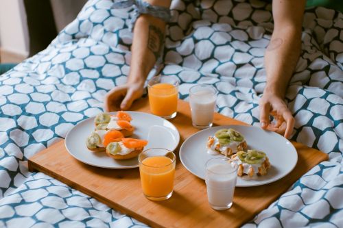 food breakfast in bed juice