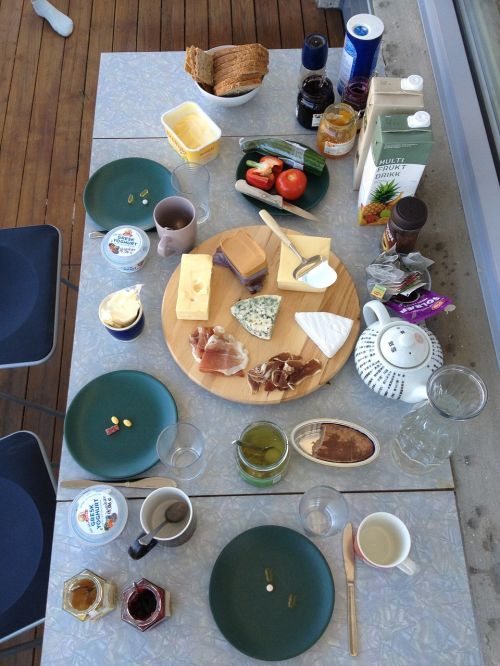 food breakfast table
