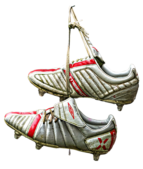 football boots shoes hung