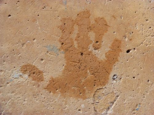 footprint hand water