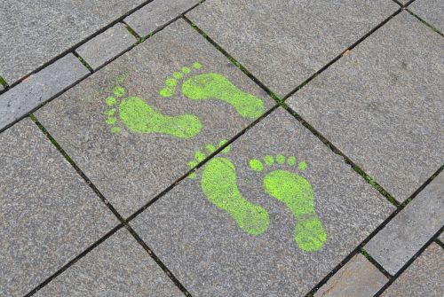 footprint street art sidewalk