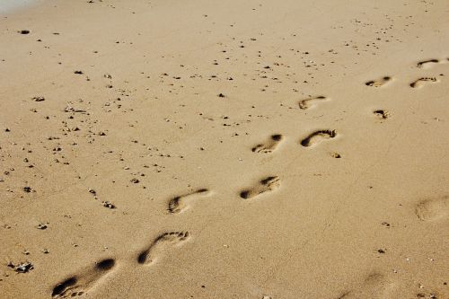 footprints sand sun