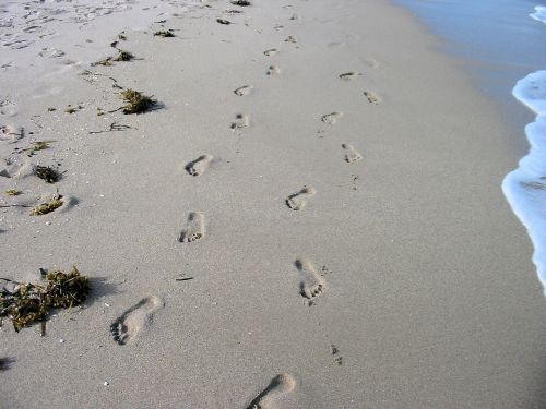 footprints beach sand