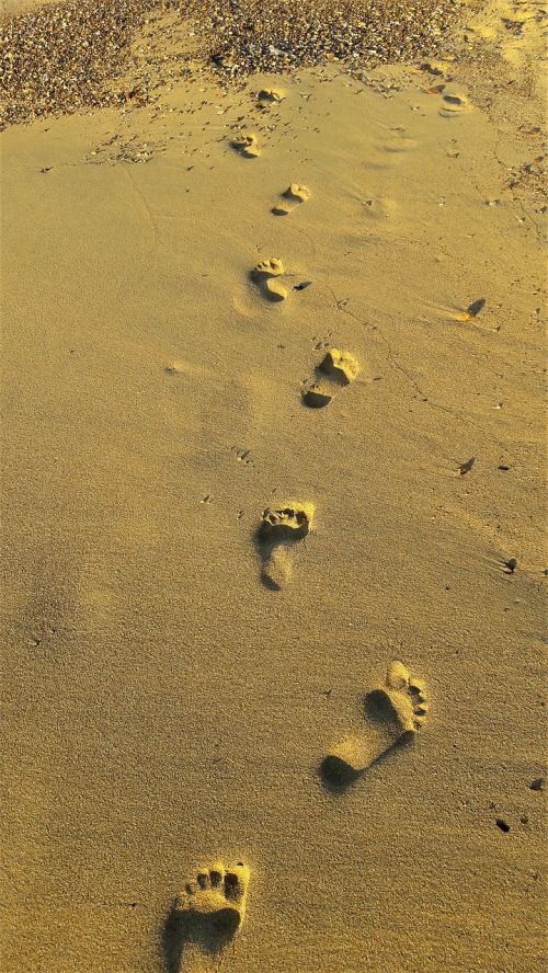 footprints beach sunrise