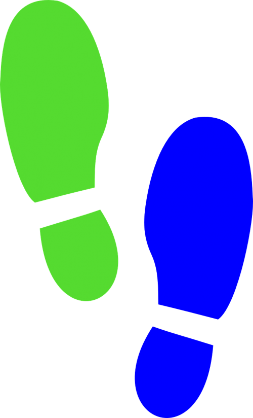 footprints green blue