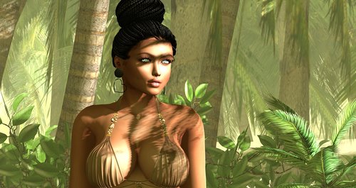 forest  woman  bikini