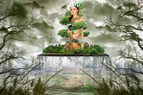 forest  water  woman