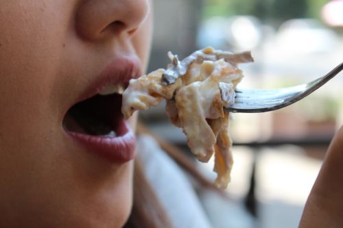 fork woman eating