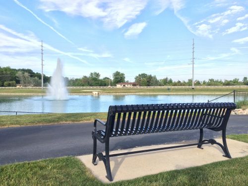 fountain bench landscape