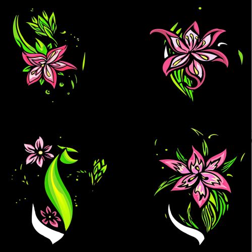 Four Decorative Flowers