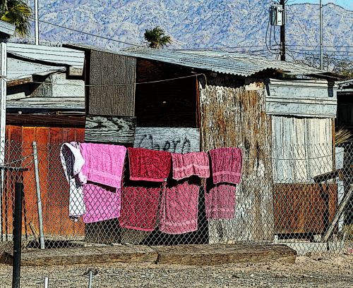 Four Pink Towels In Poverty