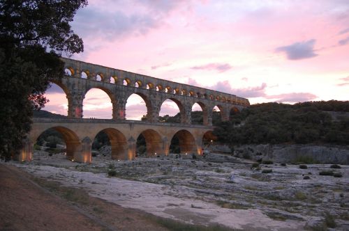 france sunset aqueduct