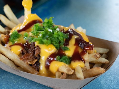 french fries  cheese  pork