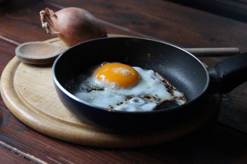 fried frying pan breakfast egg
