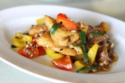 fried fish with sweet peppers fish food