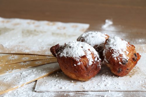 fritters  old and new  powdered sugar