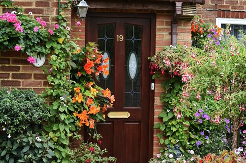 front door  red brick  entrance