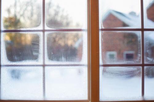 frost on window winter cold