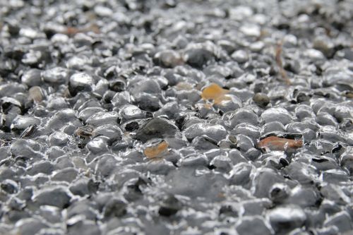 frozen gravel close-up