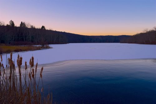 frozen lake sunrise