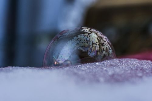 frozen soap bubbles winter