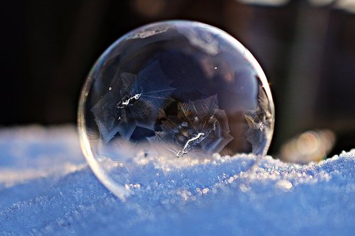 frozen bubble  soap bubble  ice ball