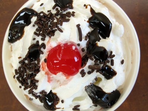 frozen yogurt whipped cream cherry