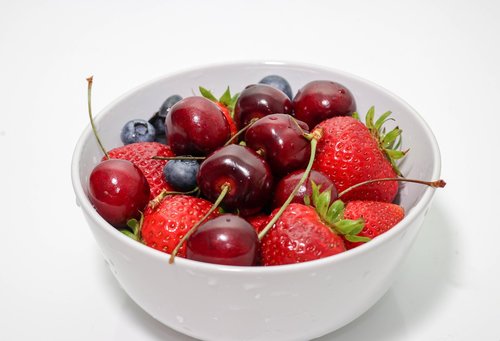 fruit  cherries  blueberries