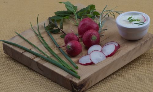 fruit radishes chives