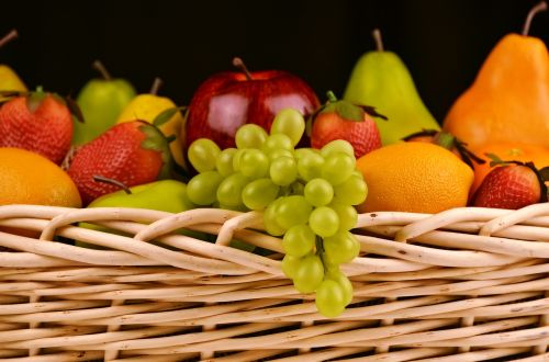 fruit basket grapes apples