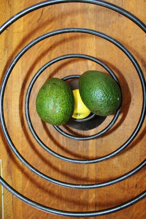 fruit bowl metal avocado