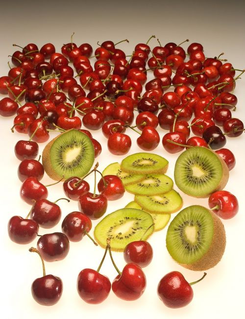 fruits kiwi sweet cherries