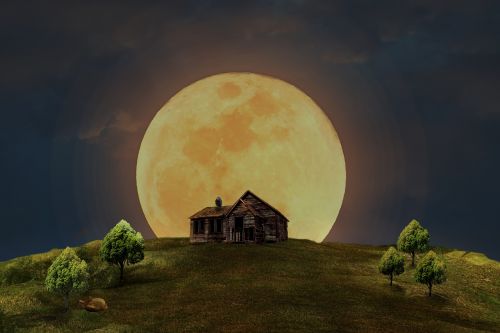 full moon home meadow