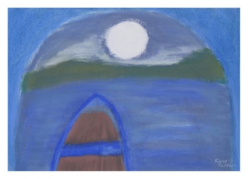 full moon drawing painting