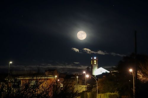 full moon moon village night landscape