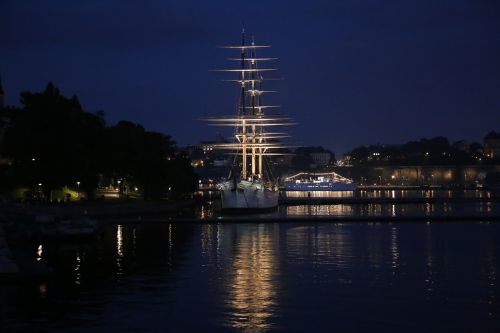 full-rigged ship stockholm water