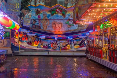 funfair  rain  light