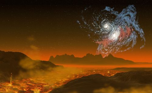 galaxy galaxies bump together lava
