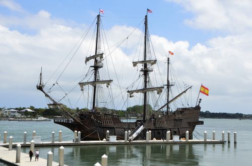 galleon ship moored docked
