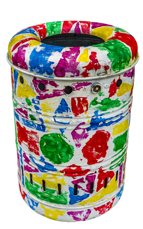garbage can colorful color
