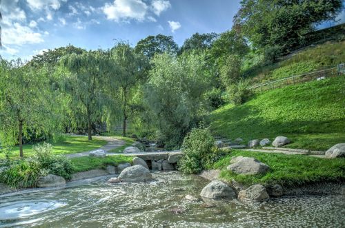 garden rocks water