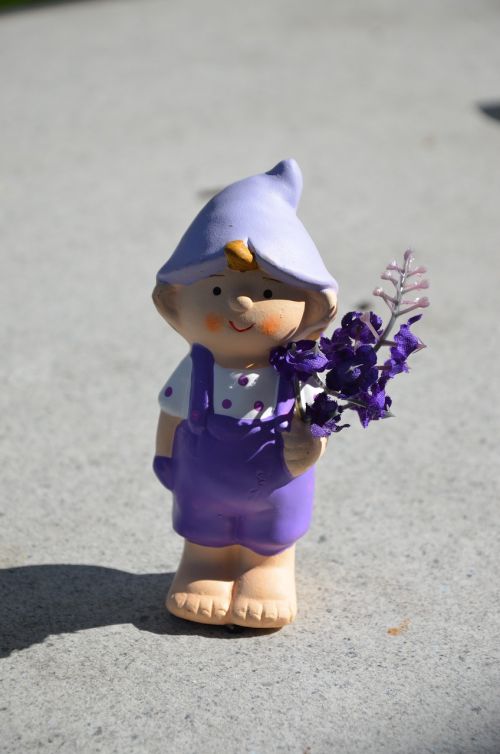 garden gnome violet overalls