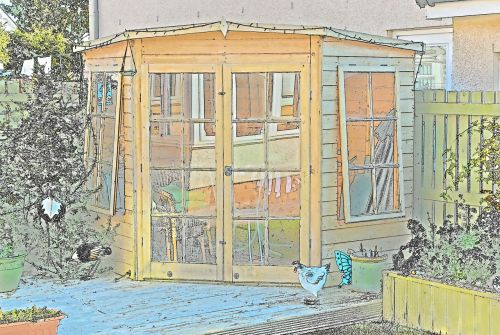 garden shed sketch colour