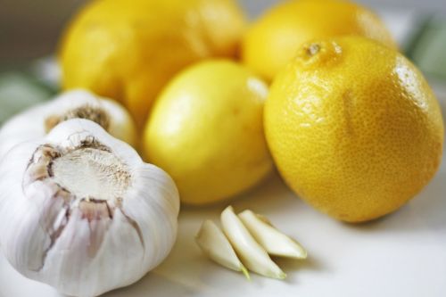 garlic lemons fruit